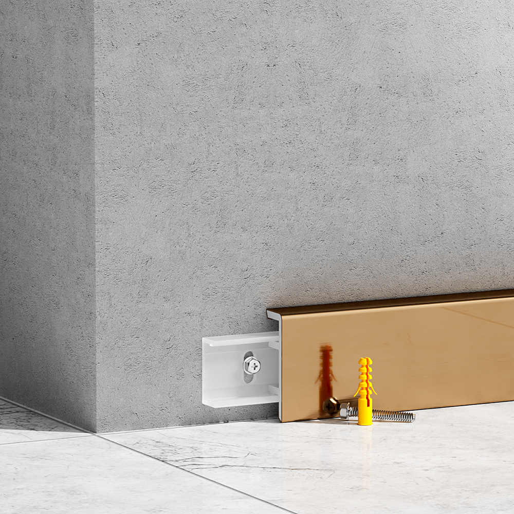 1-17-36 F Shape Stainless Steel Skirting Board - Image 1